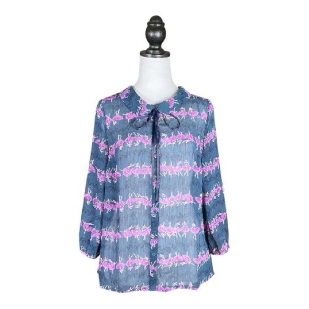 ModCloth Retro Mod Balletcore Coquette Grandmacore Twee Indie Maximalist Top M - Picture 2 of 8